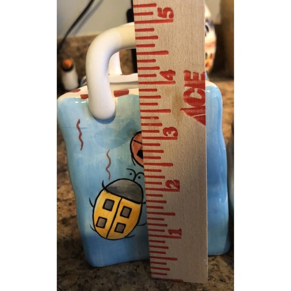 Milson & Louis Hand Painted Lady Bug Ceramic Bag Vase Planter Vintage Signed - Picture 9 of 10